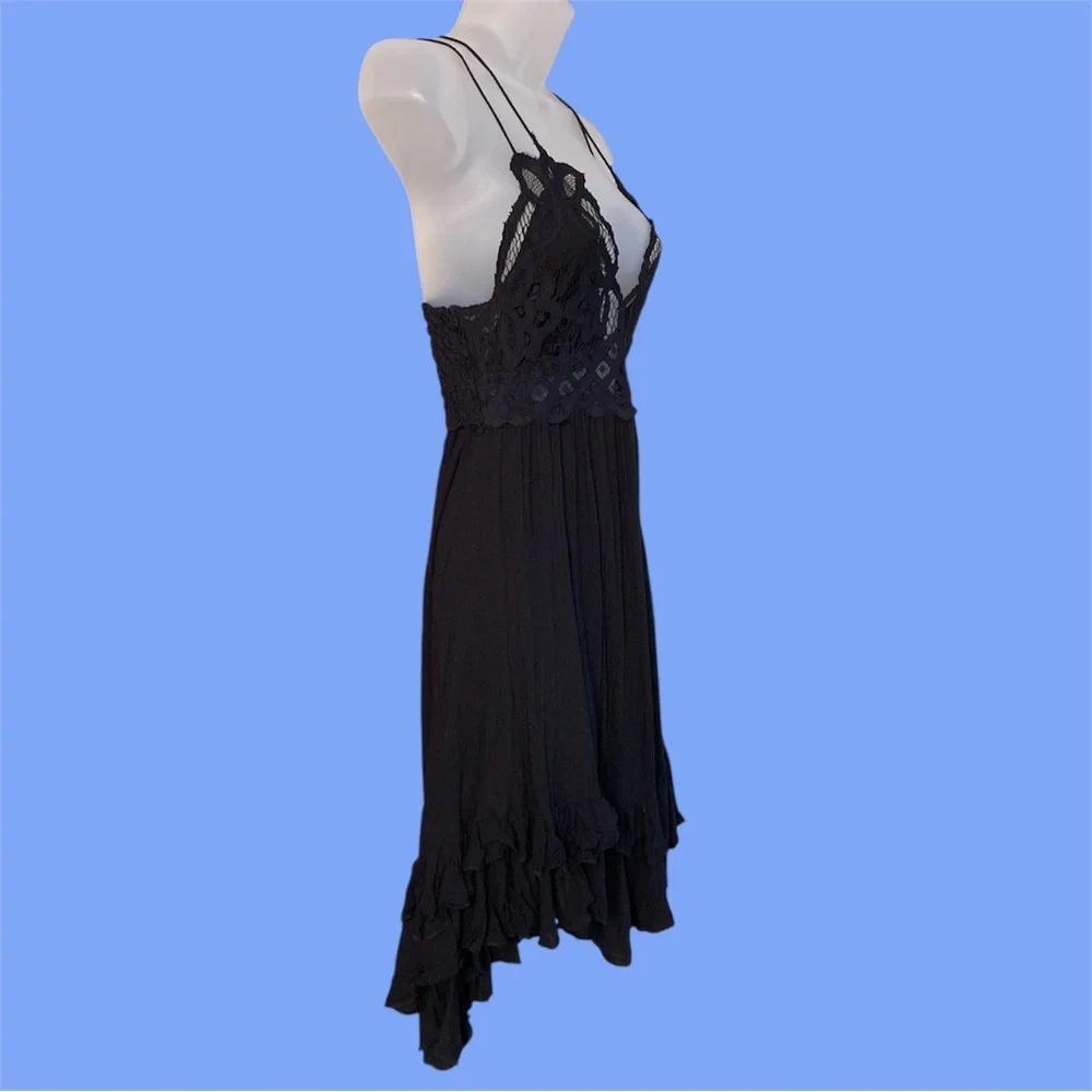 Free People One- Adella Slip Black Size Small EUC